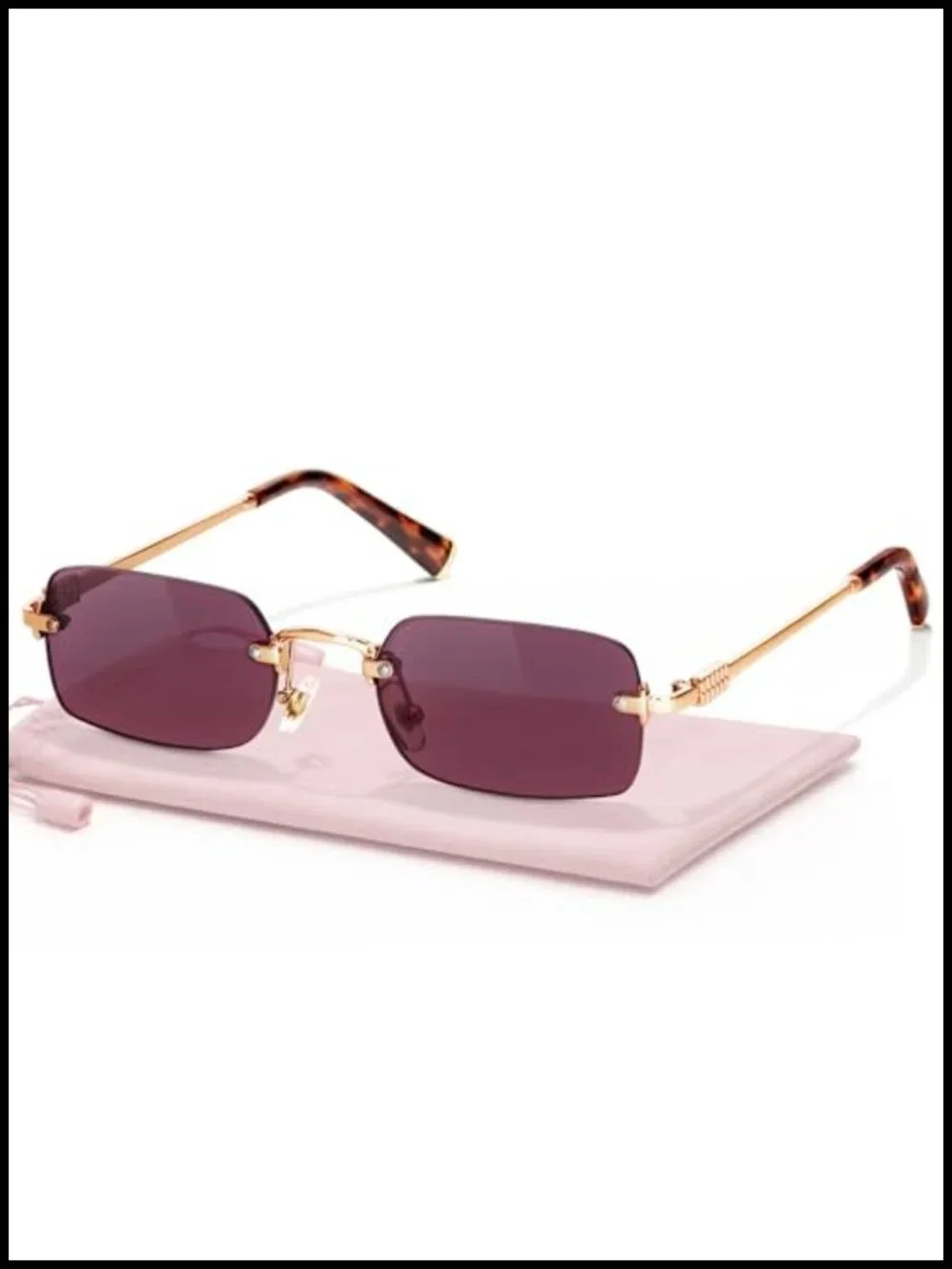 Polarized Rimless Y2K Sunglasses Women Retro Metal Frame
